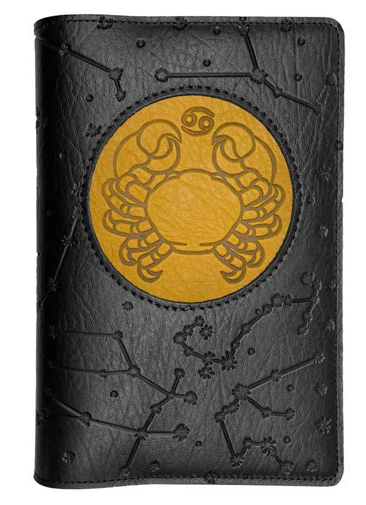 Refillable Leather Journal, Zodiac Icon, Cancer