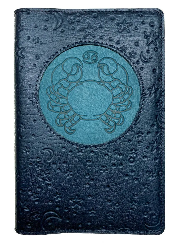 Refillable Leather Journal, Zodiac Icon, Cancer