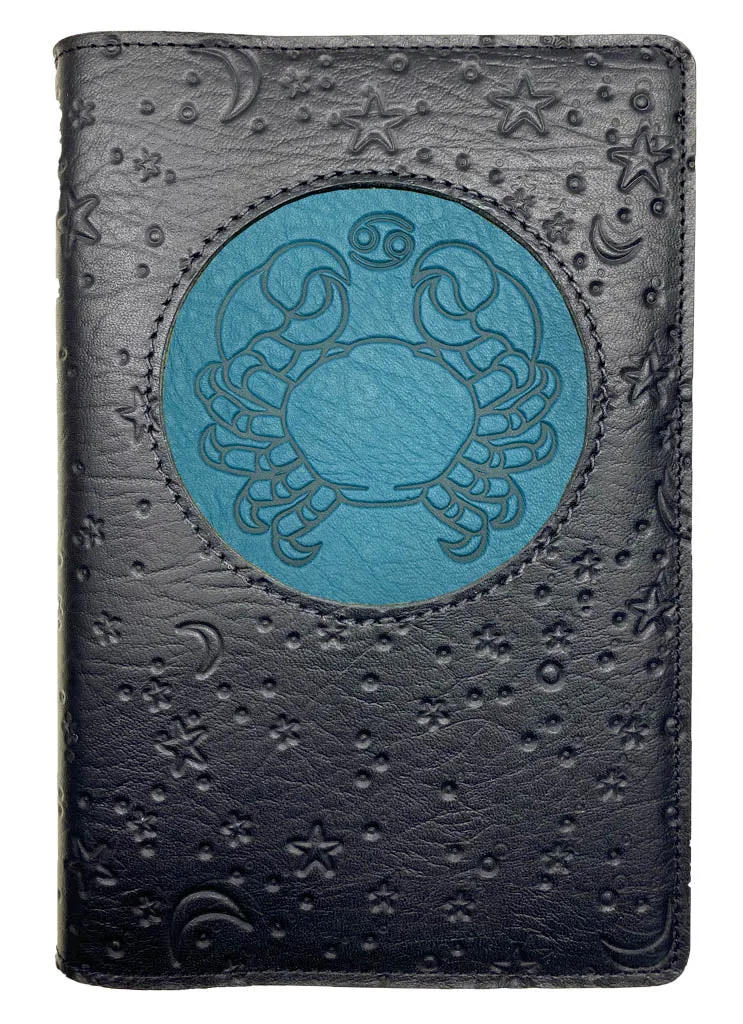 Refillable Leather Journal, Zodiac Icon, Cancer