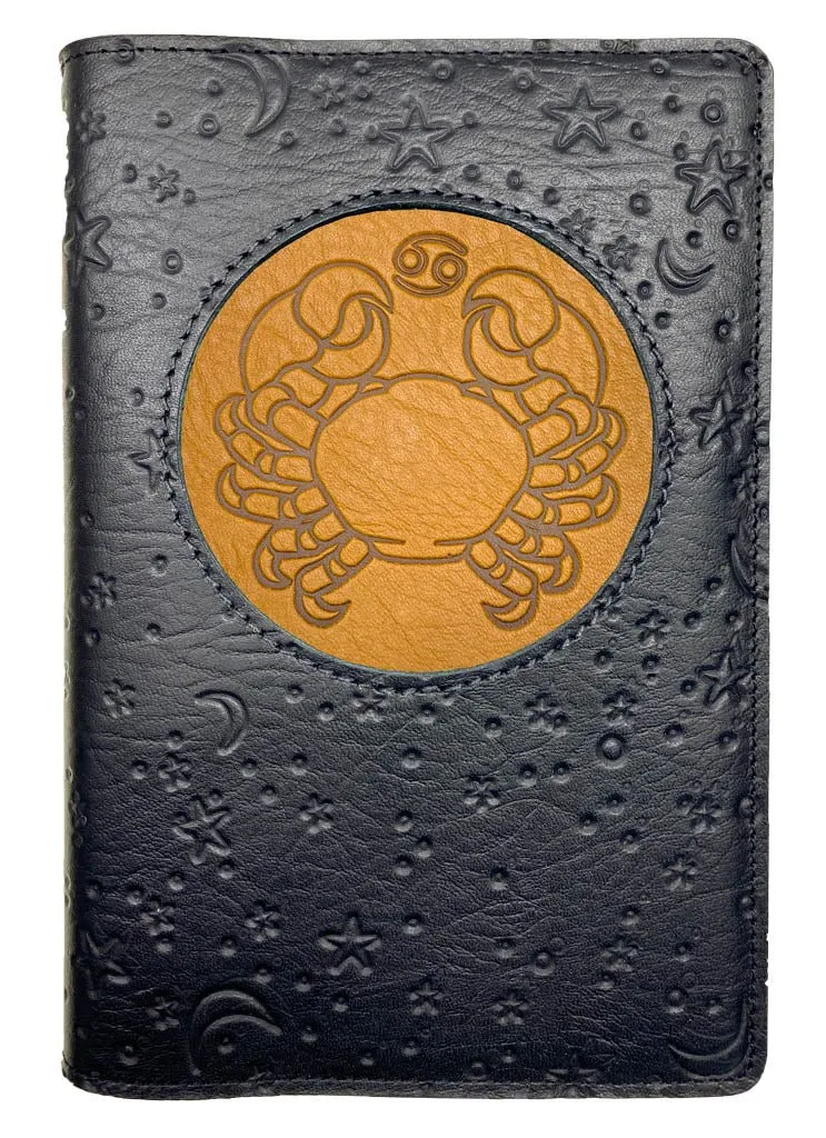 Refillable Leather Journal, Zodiac Icon, Cancer