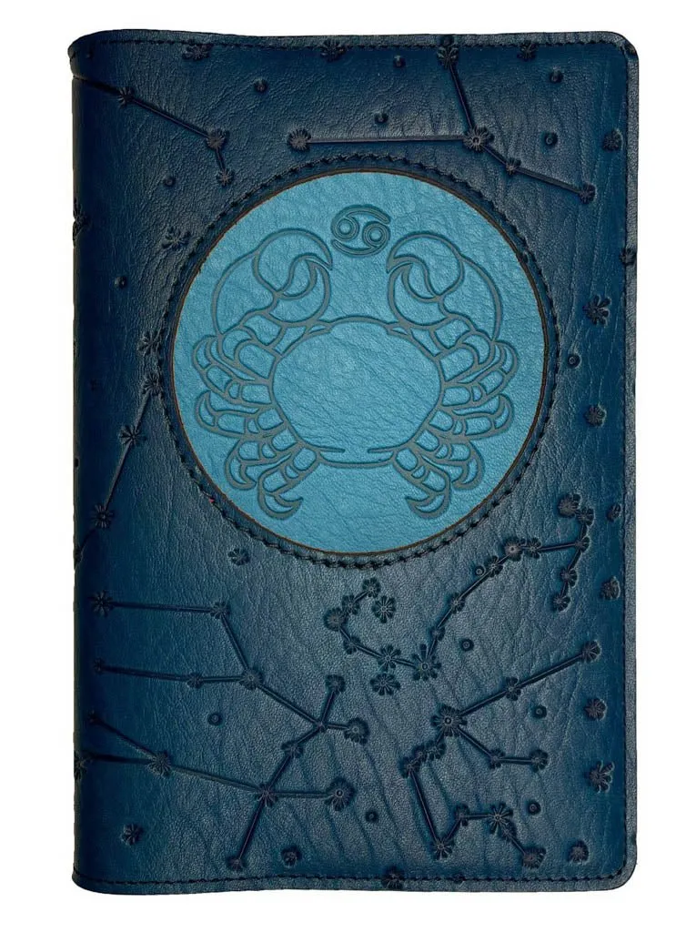 Refillable Leather Journal, Zodiac Icon, Cancer