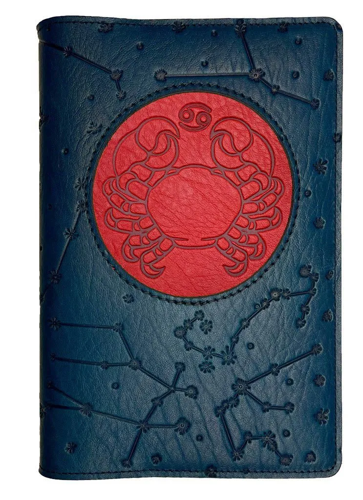 Refillable Leather Journal, Zodiac Icon, Cancer