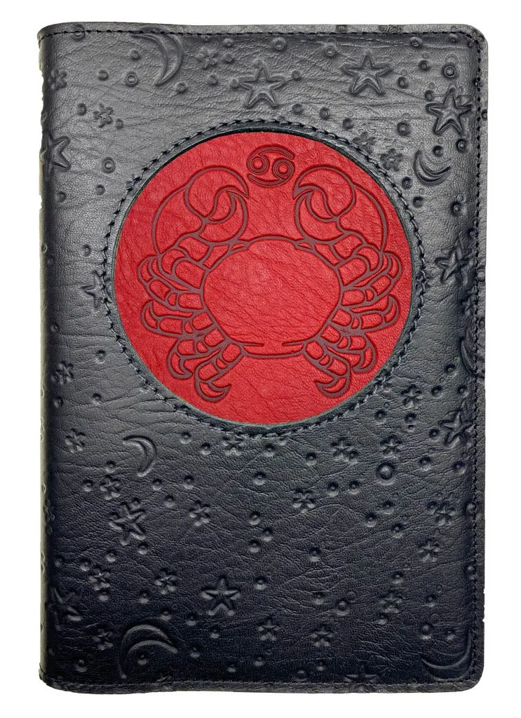 Refillable Leather Journal, Zodiac Icon, Cancer