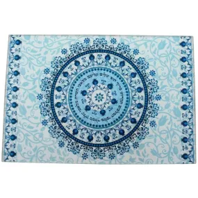 Reinforced Thick Glass Challah Tray 25x37 Cm  - Blue