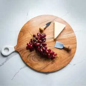 Round Charcuterie Board-Wood White Collection Acacia Wood