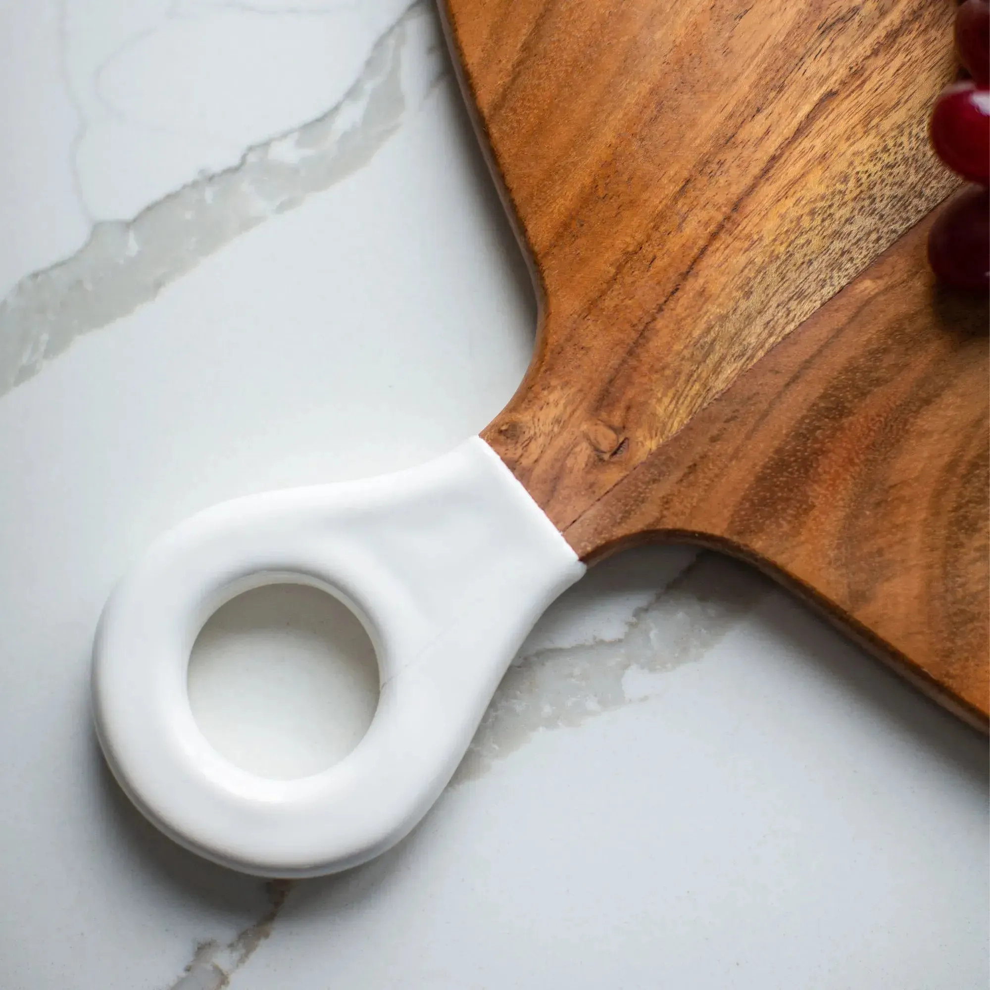 Round Charcuterie Board-Wood White Collection Acacia Wood