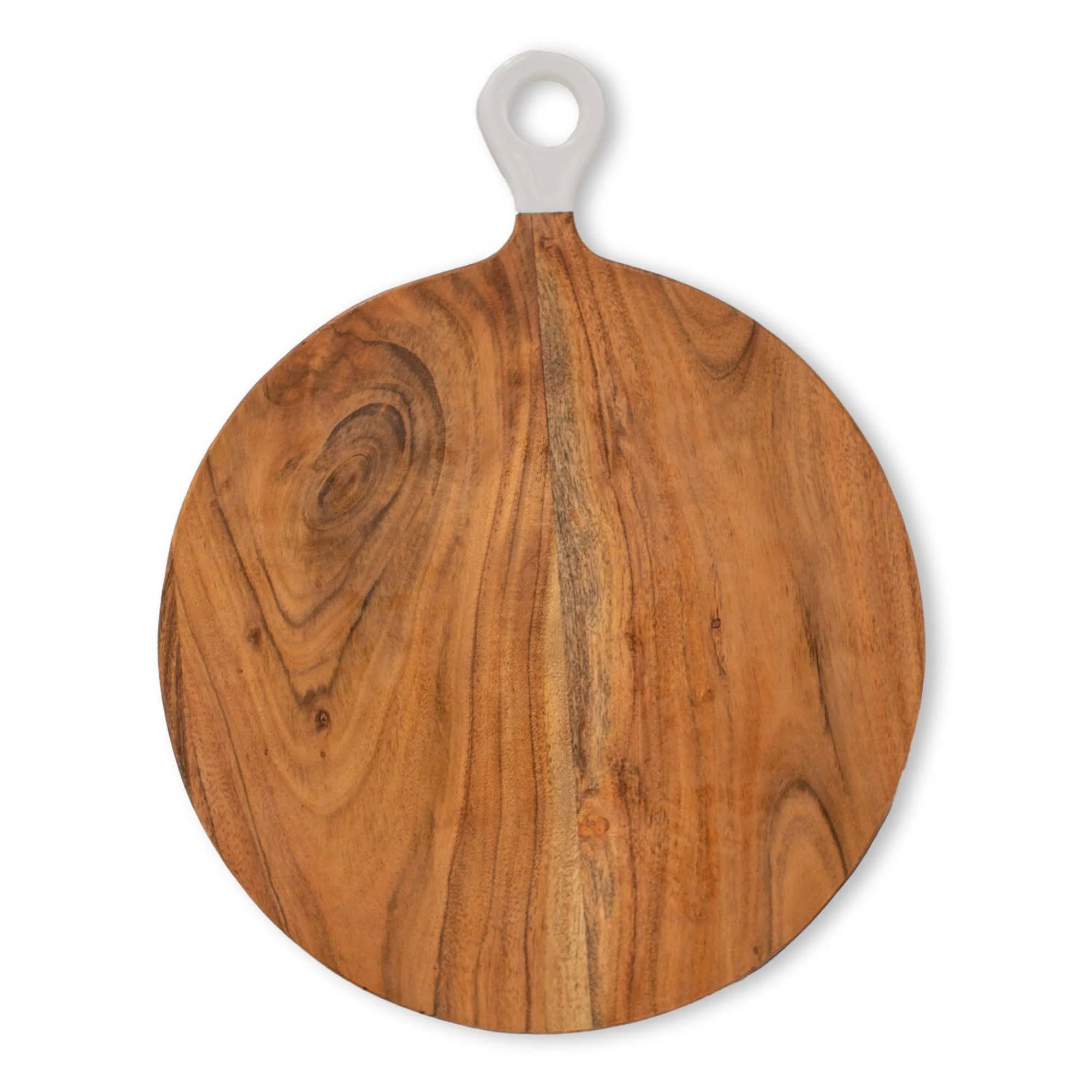 Round Charcuterie Board-Wood White Collection Acacia Wood