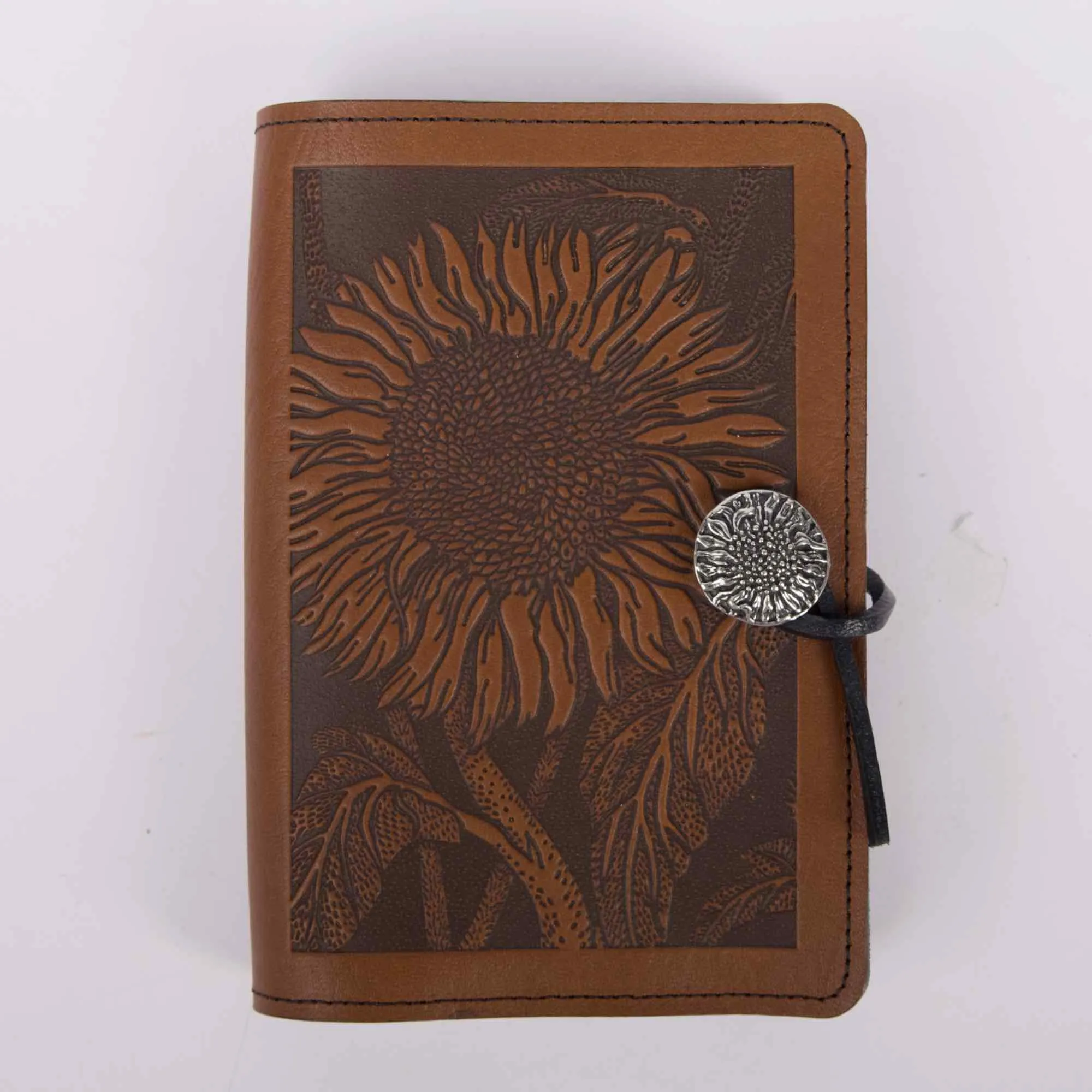 SECOND, Small Leather Refillable Journal, Sunflower in Saddle