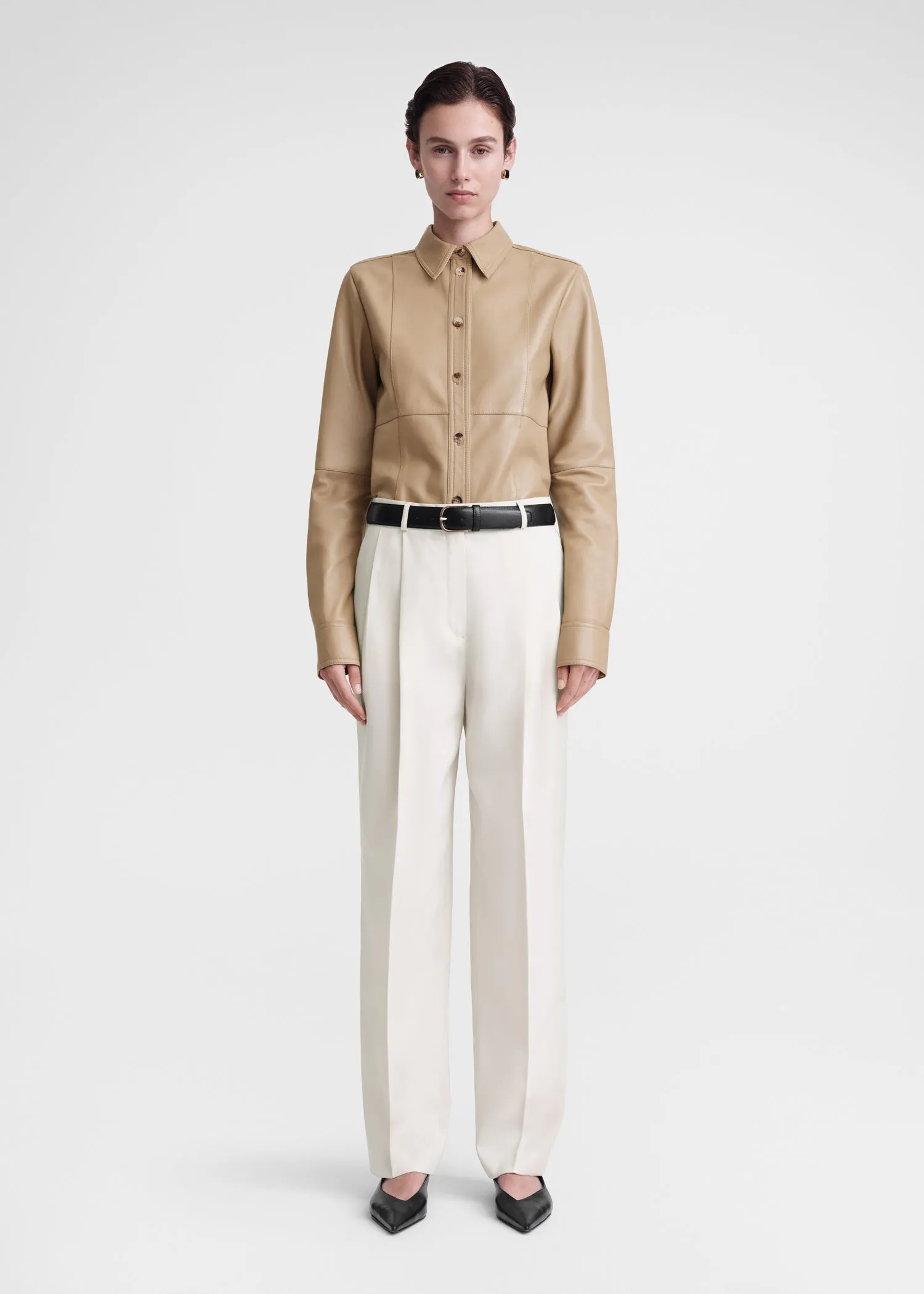 Slim leather shirt biscuit