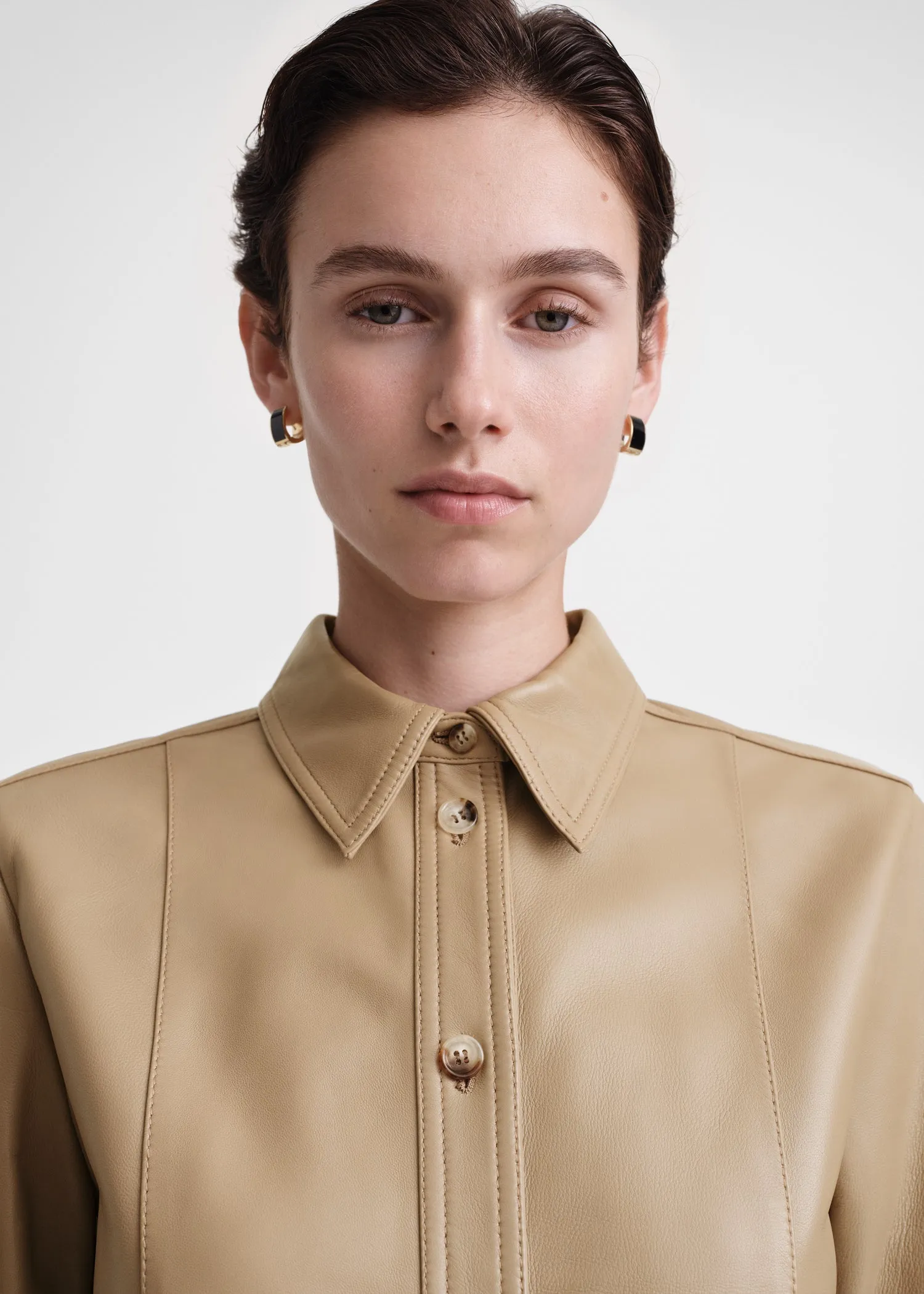 Slim leather shirt biscuit