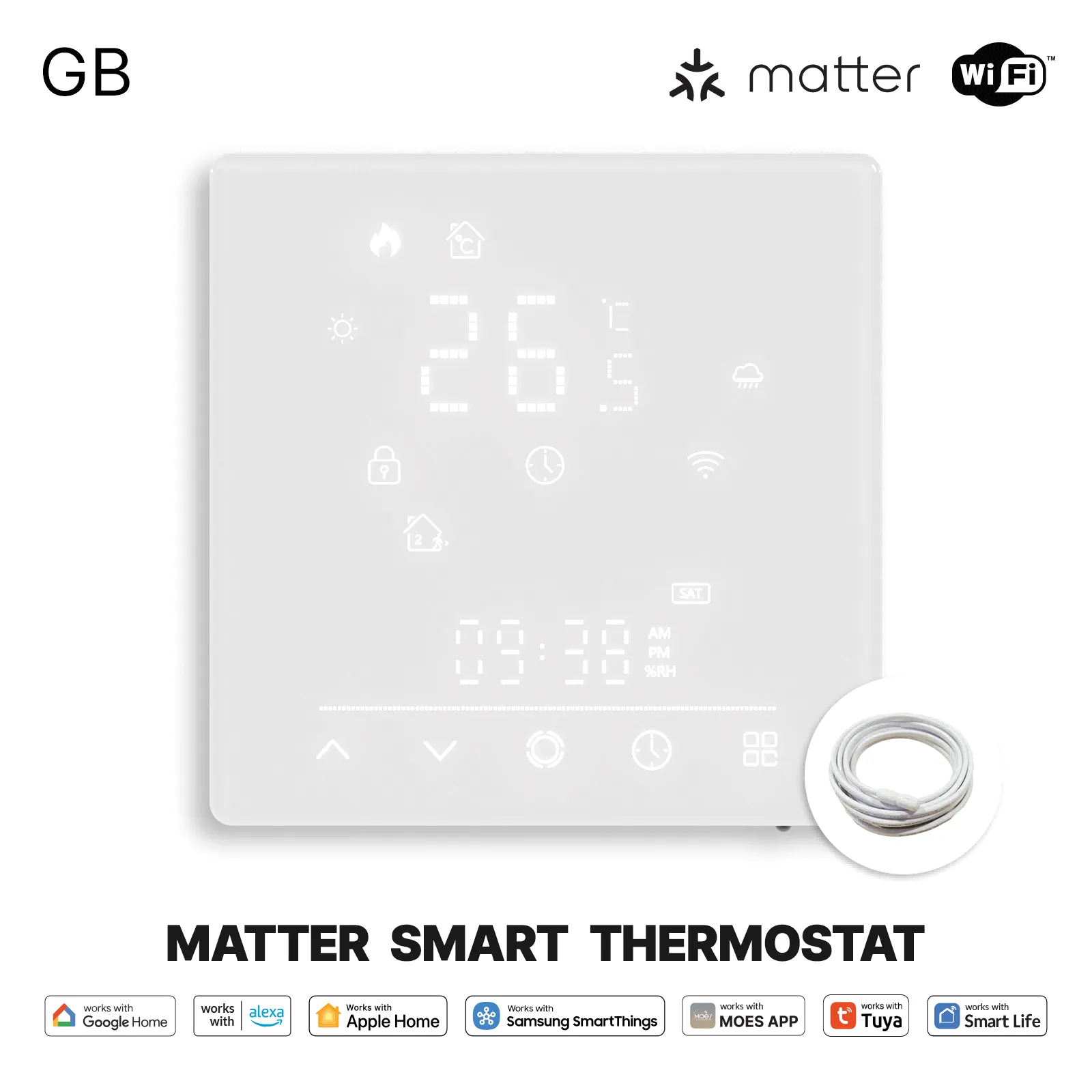 Smart Thermostat Matter WiFi Temperature Controller Water/ Electric /Gas /Boiler Floor Heating