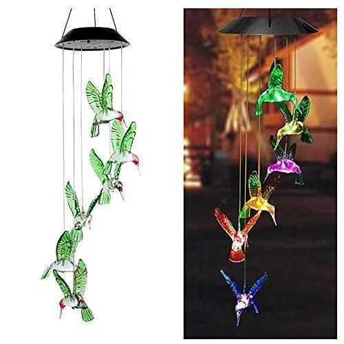 Solar-Powered Dangling Hummingbird Lights