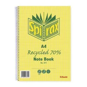 Spirax 811 Notebook 7mm Ruled 70% Recycled Cardboard Cover Spiral Bound A4 240 Page