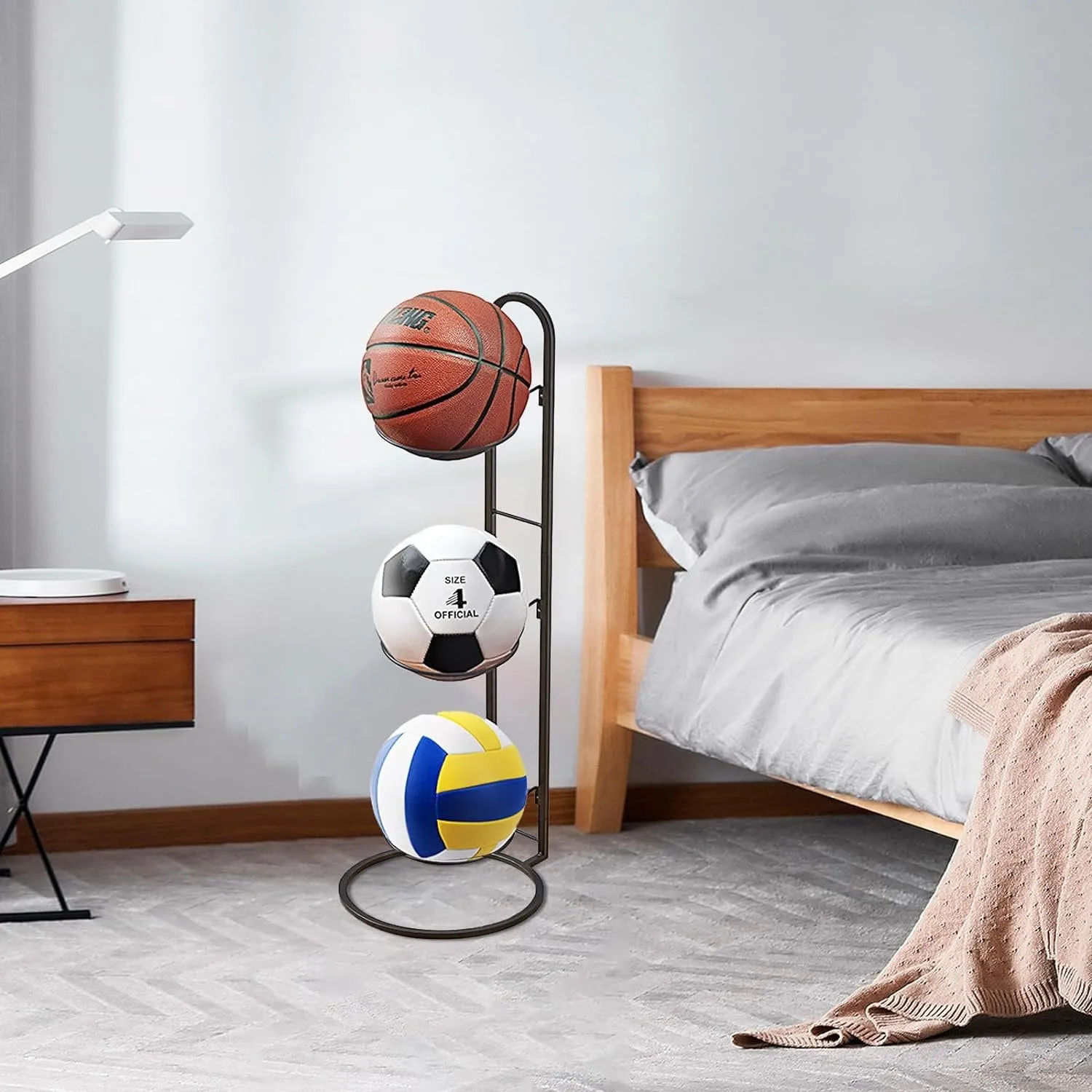 Sports Ball Storage Rack - Removable Garage Ball Organizer, Vertical Sports Display Stand for Volleyball, Football, Basketball and Soccer Ball