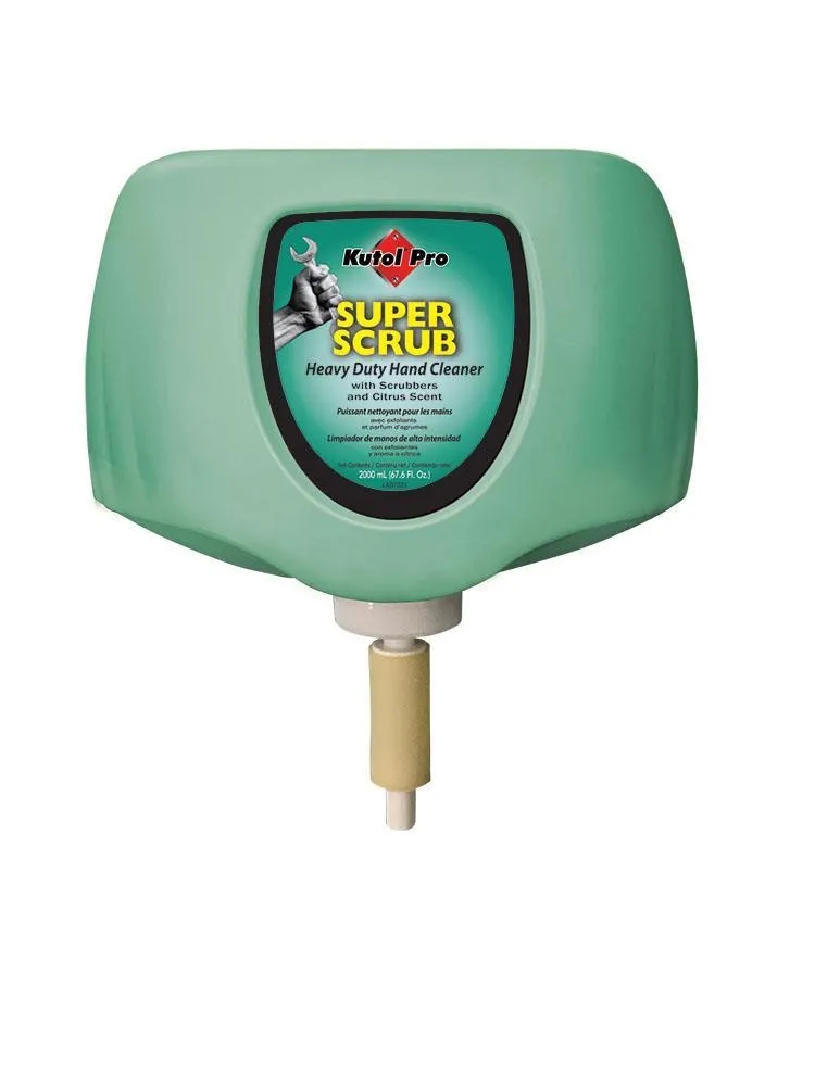 Super-Scrub with Scrubbers Heavy Duty Hand Cleaner, 2000 mL Refill for Dura View Dispenser, Kutol Pro 4567, Pack of 4