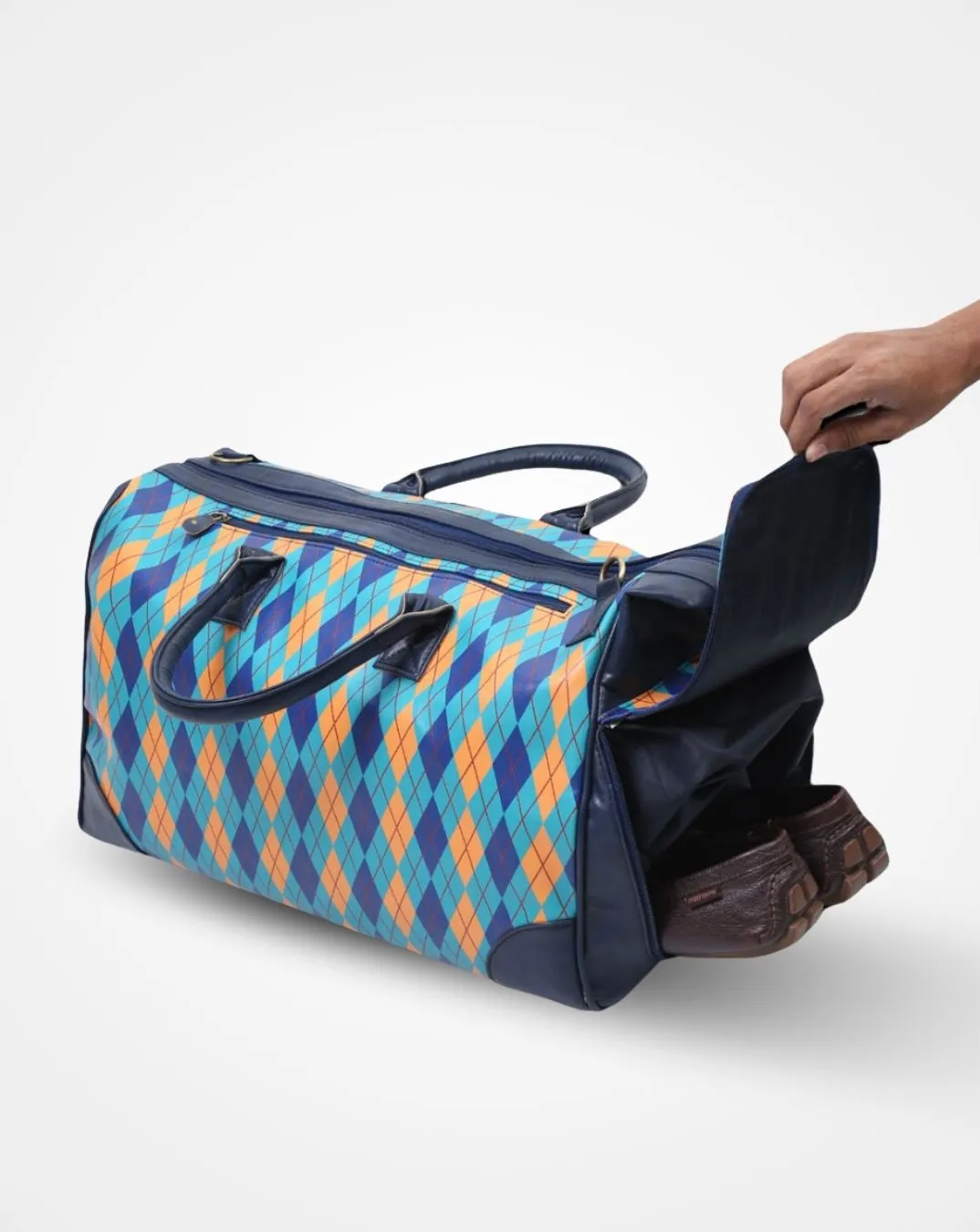The Blue British Check Weekender - The Weekend Travel Bag