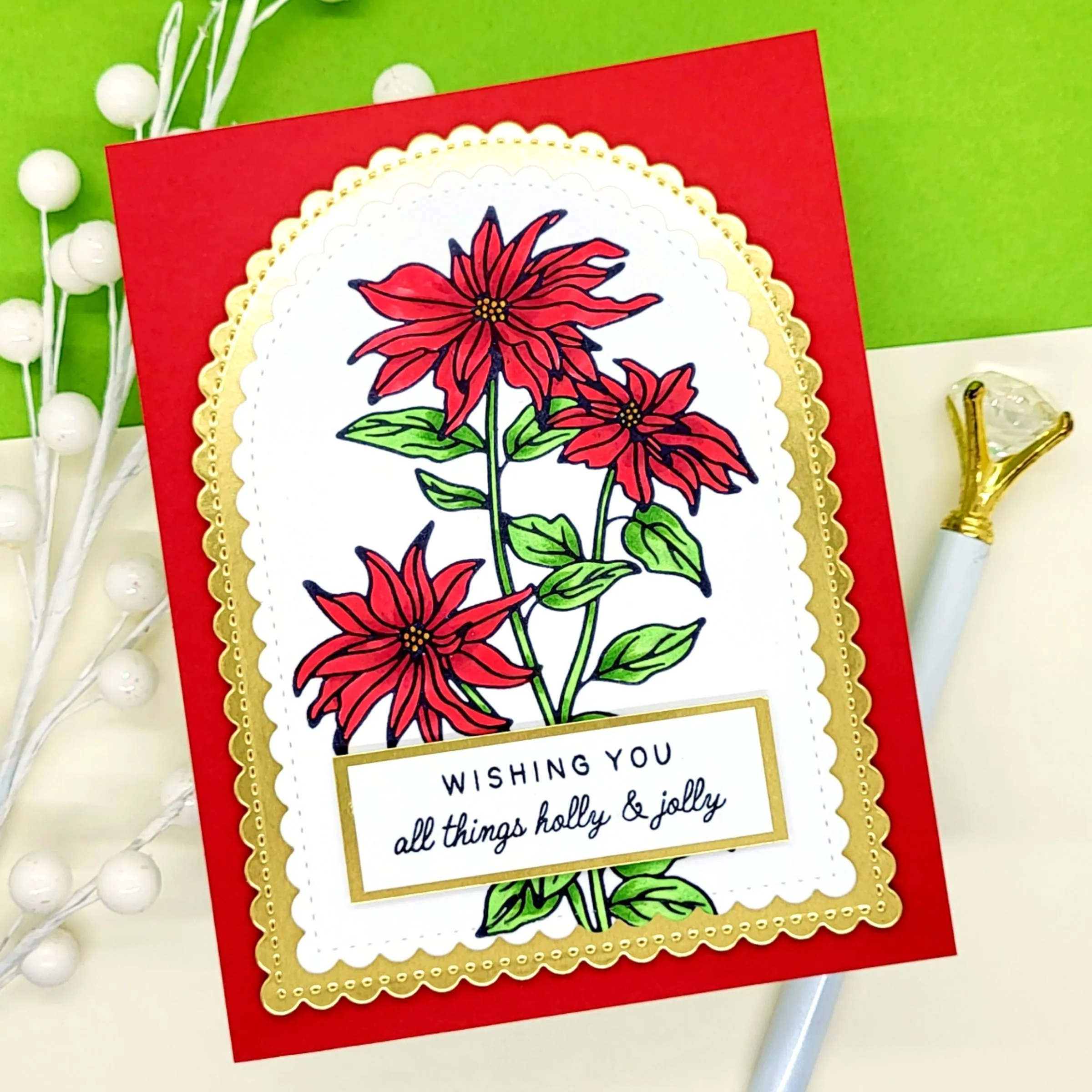 The Christmas Flower Impress-ion Press   Foil Plate and Coordinating Die Bundle