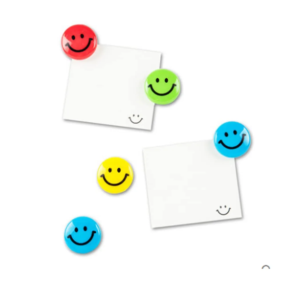 Vanki Refrigerator Magnet Round Presentation Whiteboard Magnetic Button Refrigerator Magnet Whiteboard Magnet Colorful Smile Face 30 Pcs