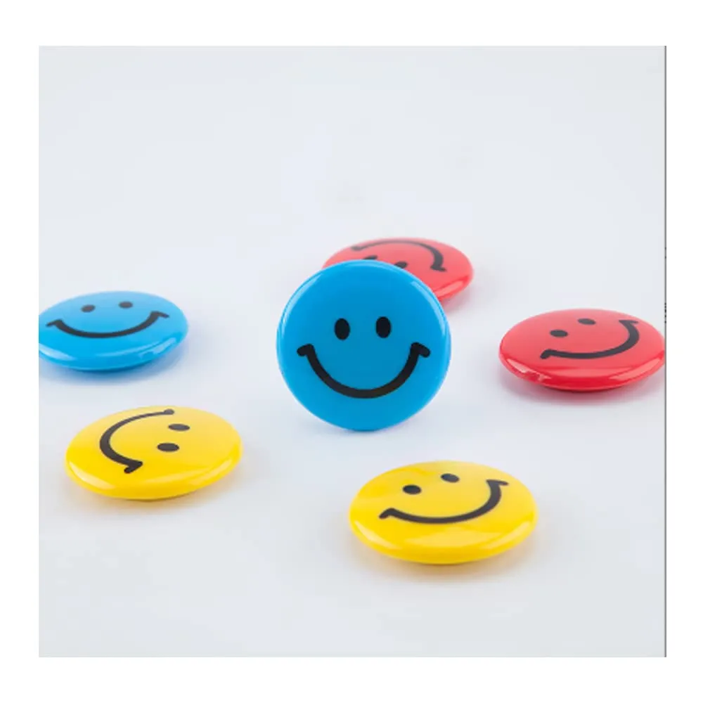 Vanki Refrigerator Magnet Round Presentation Whiteboard Magnetic Button Refrigerator Magnet Whiteboard Magnet Colorful Smile Face 30 Pcs