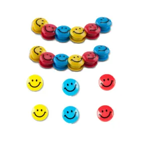 Vanki Refrigerator Magnet Round Presentation Whiteboard Magnetic Button Refrigerator Magnet Whiteboard Magnet Colorful Smile Face 30 Pcs