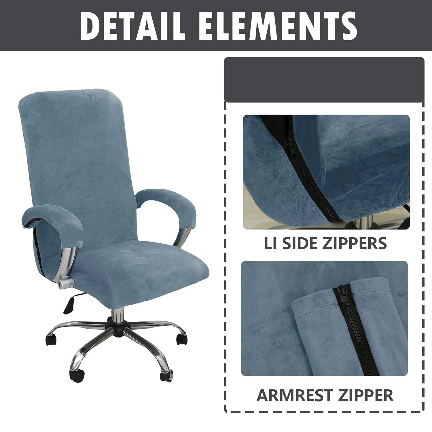 Velvet Office Chair Cover with Armrest Covers