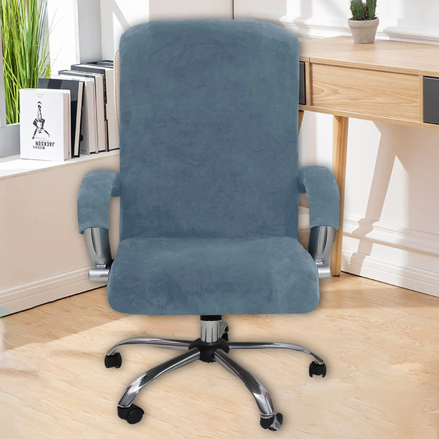 Velvet Office Chair Cover with Armrest Covers