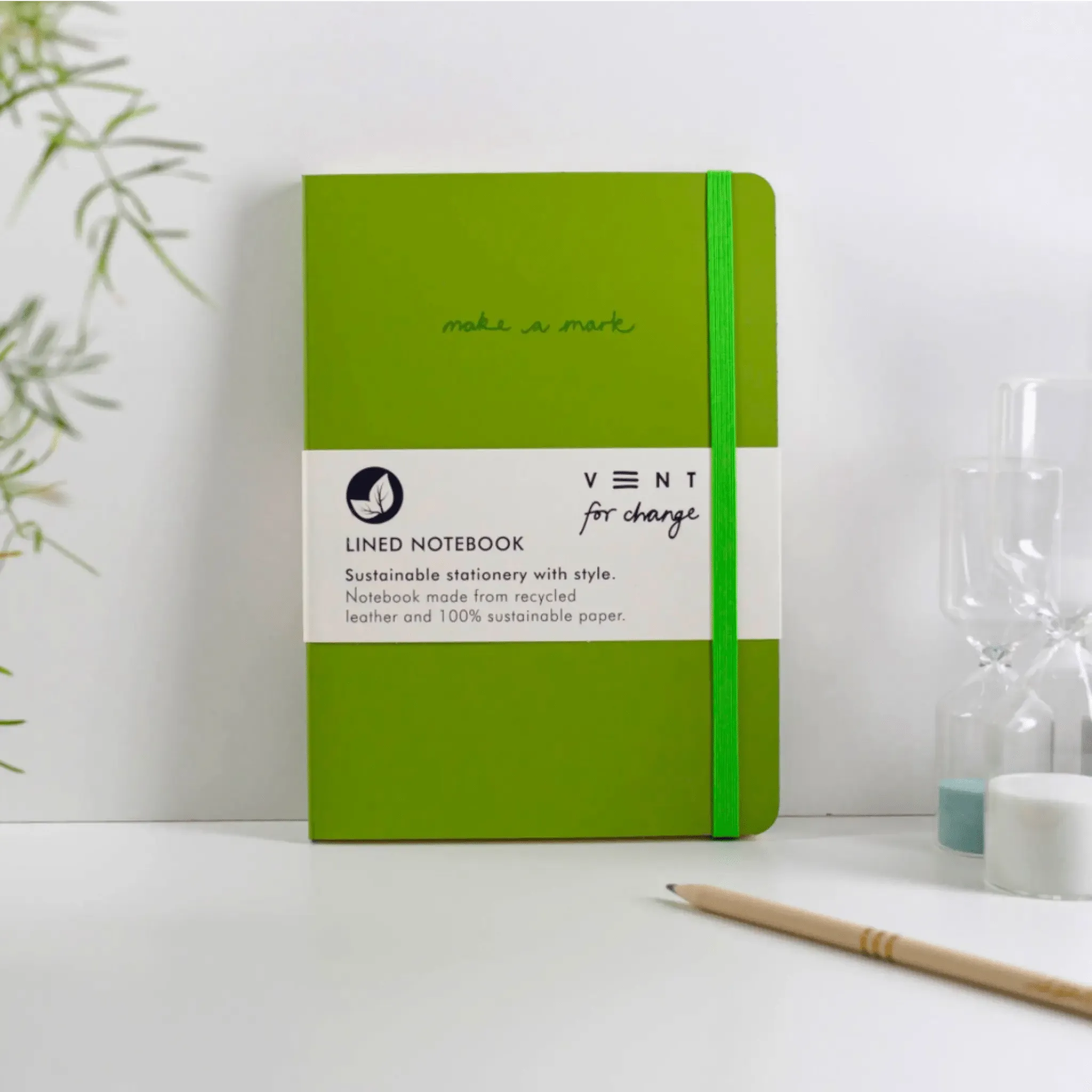 Vent Green Recycled Leather Notebook A5