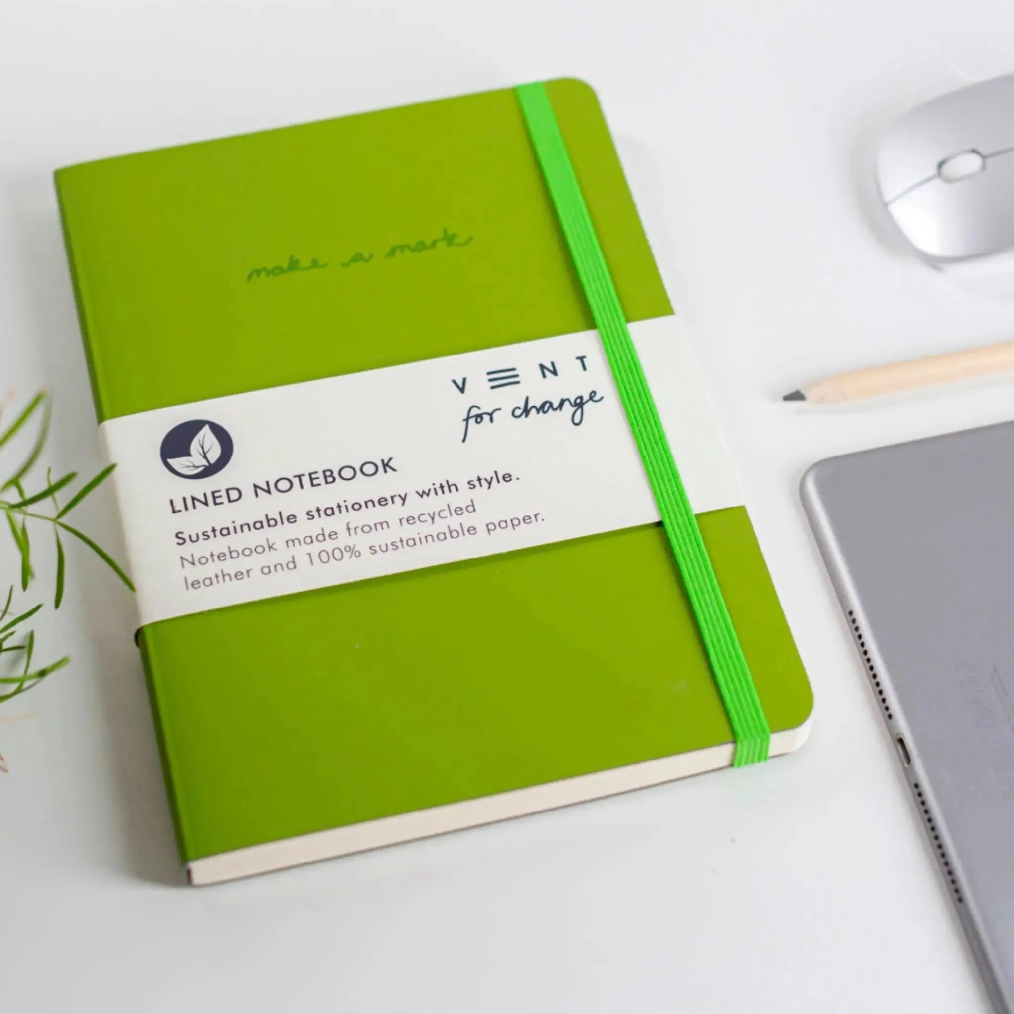 Vent Green Recycled Leather Notebook A5