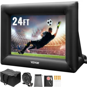 VEVOR Inflatable Movie Screen 24FT Inflatable Projector Screen for outside with 360W Air Blower Inflatable Screen Oxford Fabric Material Blow up Screen for Outdoor Movie Supports Front/Rear Projection