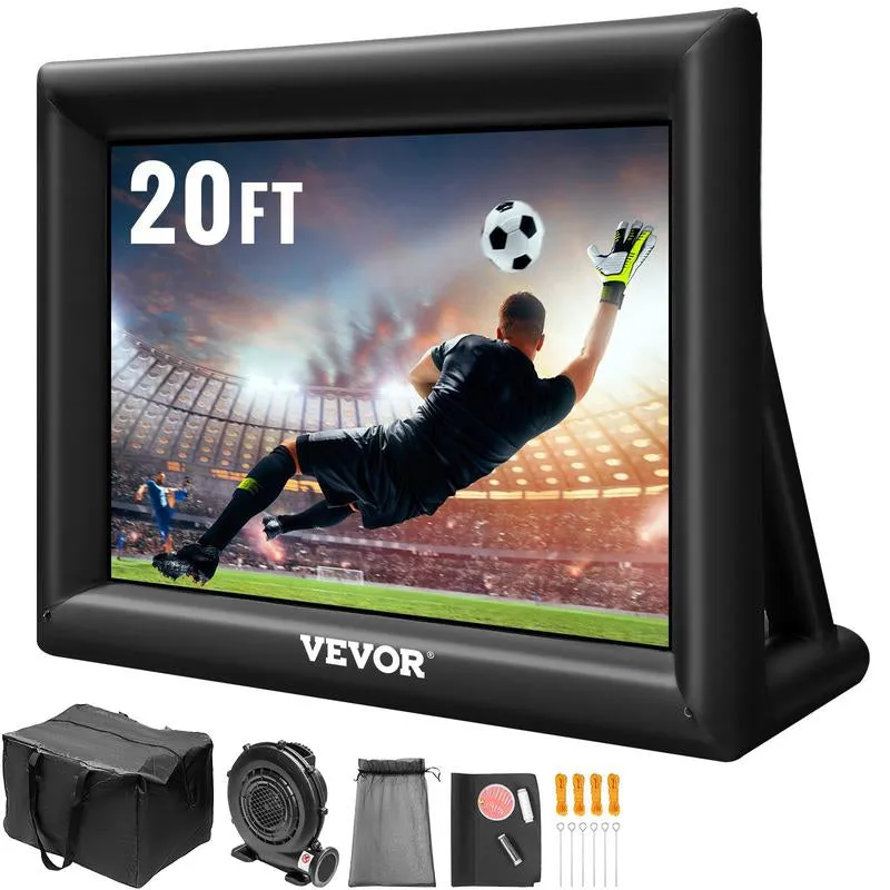 VEVOR Inflatable Movie Screen 24FT Inflatable Projector Screen for outside with 360W Air Blower Inflatable Screen Oxford Fabric Material Blow up Screen for Outdoor Movie Supports Front/Rear Projection