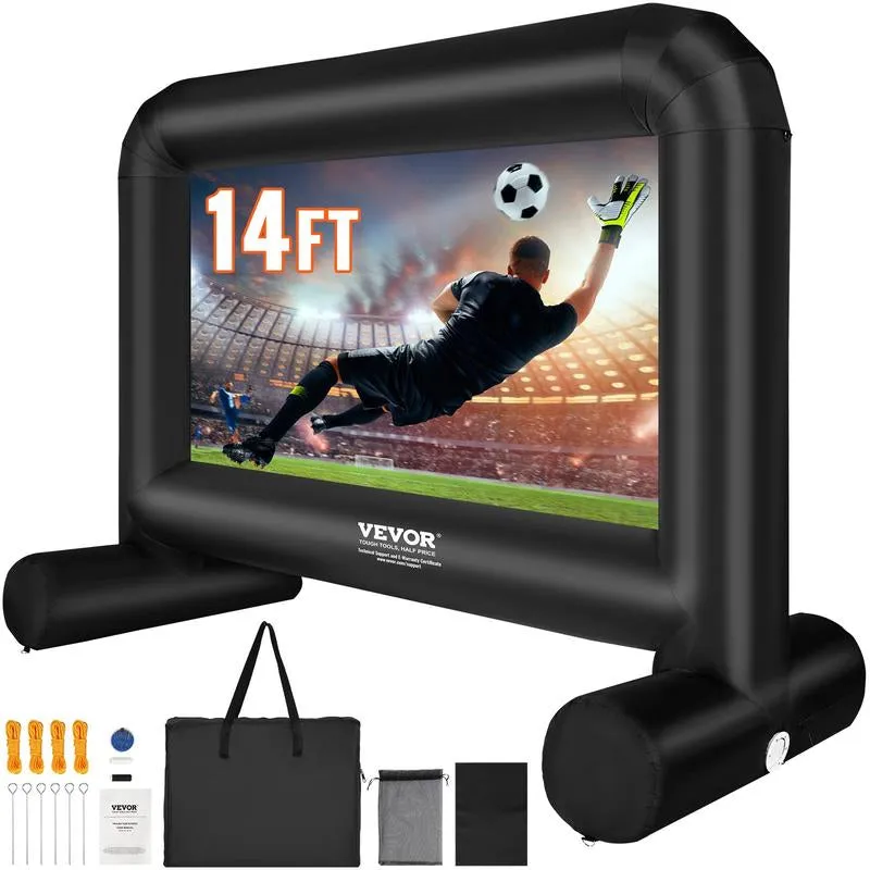 VEVOR Inflatable Movie Screen 24FT Inflatable Projector Screen for outside with 360W Air Blower Inflatable Screen Oxford Fabric Material Blow up Screen for Outdoor Movie Supports Front/Rear Projection