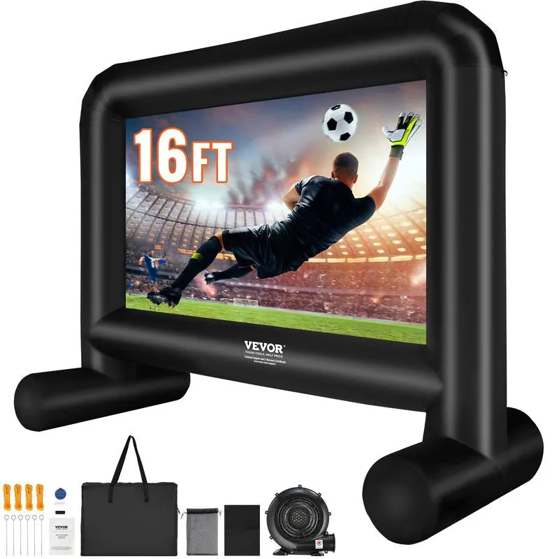 VEVOR Inflatable Movie Screen 24FT Inflatable Projector Screen for outside with 360W Air Blower Inflatable Screen Oxford Fabric Material Blow up Screen for Outdoor Movie Supports Front/Rear Projection