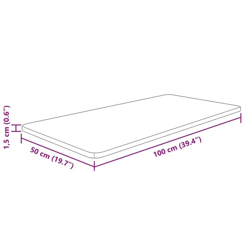 vidaXL Bathroom Countertop 100x50x1.5 cm Untreated Solid Wood
