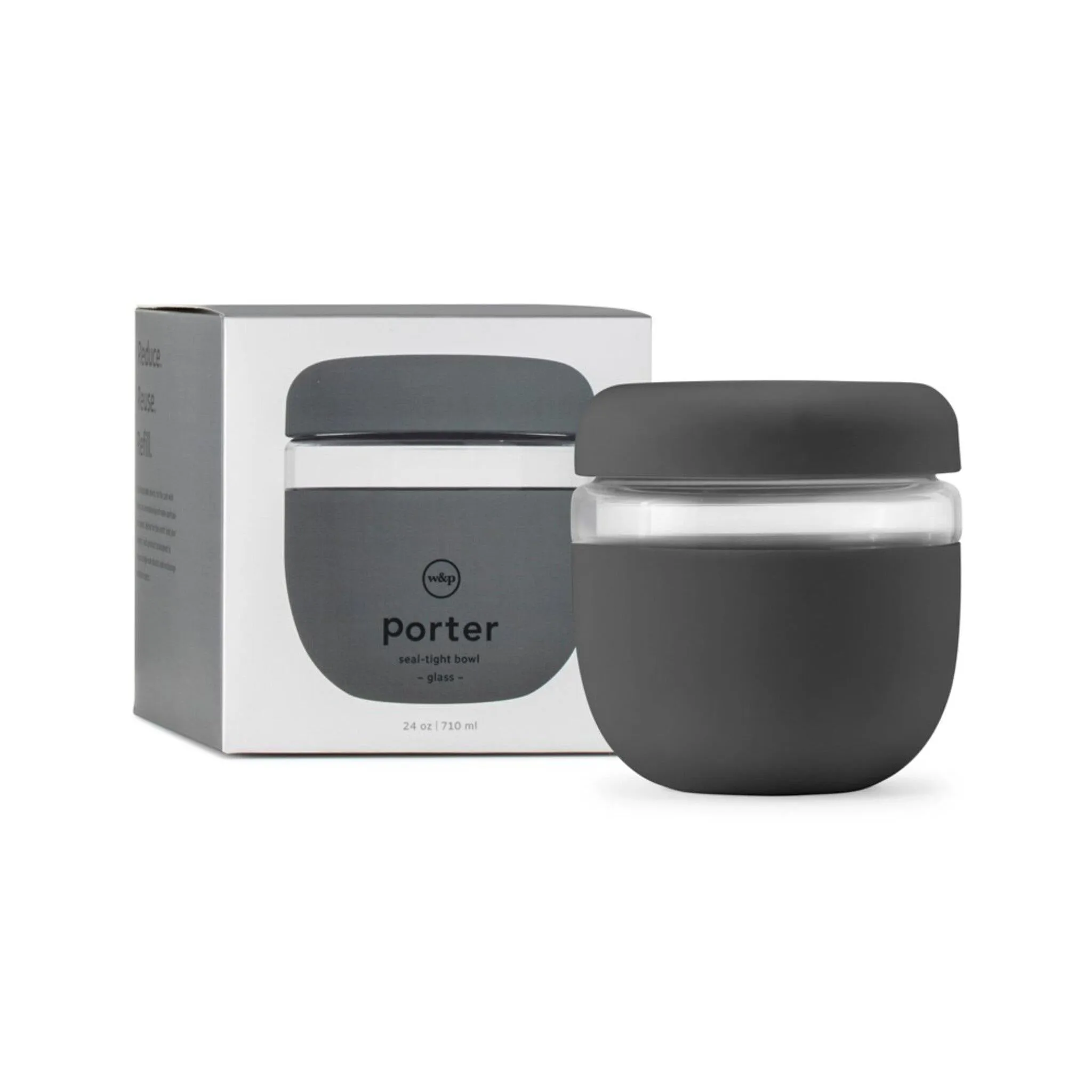 W & P design: Seal Tight Glass Bowl 710ml - Charcoal