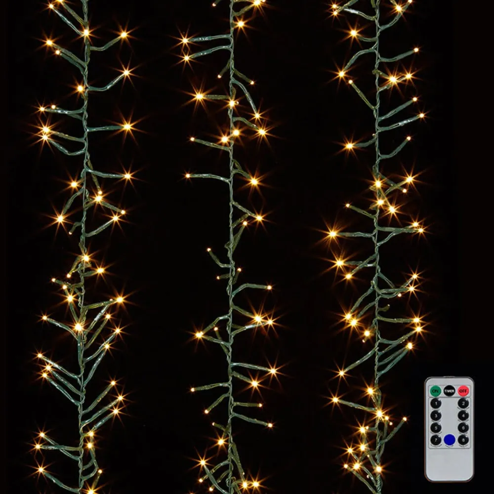 Warm White Cluster Lights on Green Wire, 10'