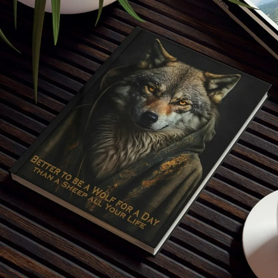 Wolf Inspirational Quotes - Better to Be a Wolf for a Day Than a Sheep All Your Life - Hard Backed Journal