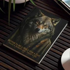 Wolf Inspirational Quotes - Better to Be a Wolf for a Day Than a Sheep All Your Life - Hard Backed Journal