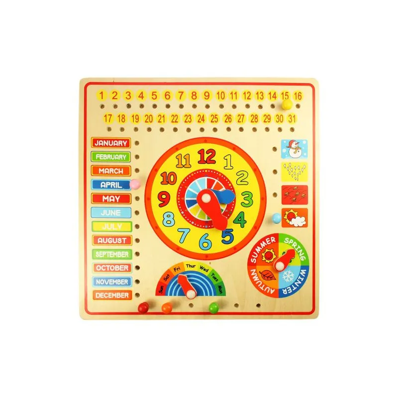 Wooden Calendar, Clock Days & Months