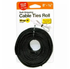 Wrap-It Storage 450-CTR-8BL Self-Gripping Cable Ties Roll, 8 Inch