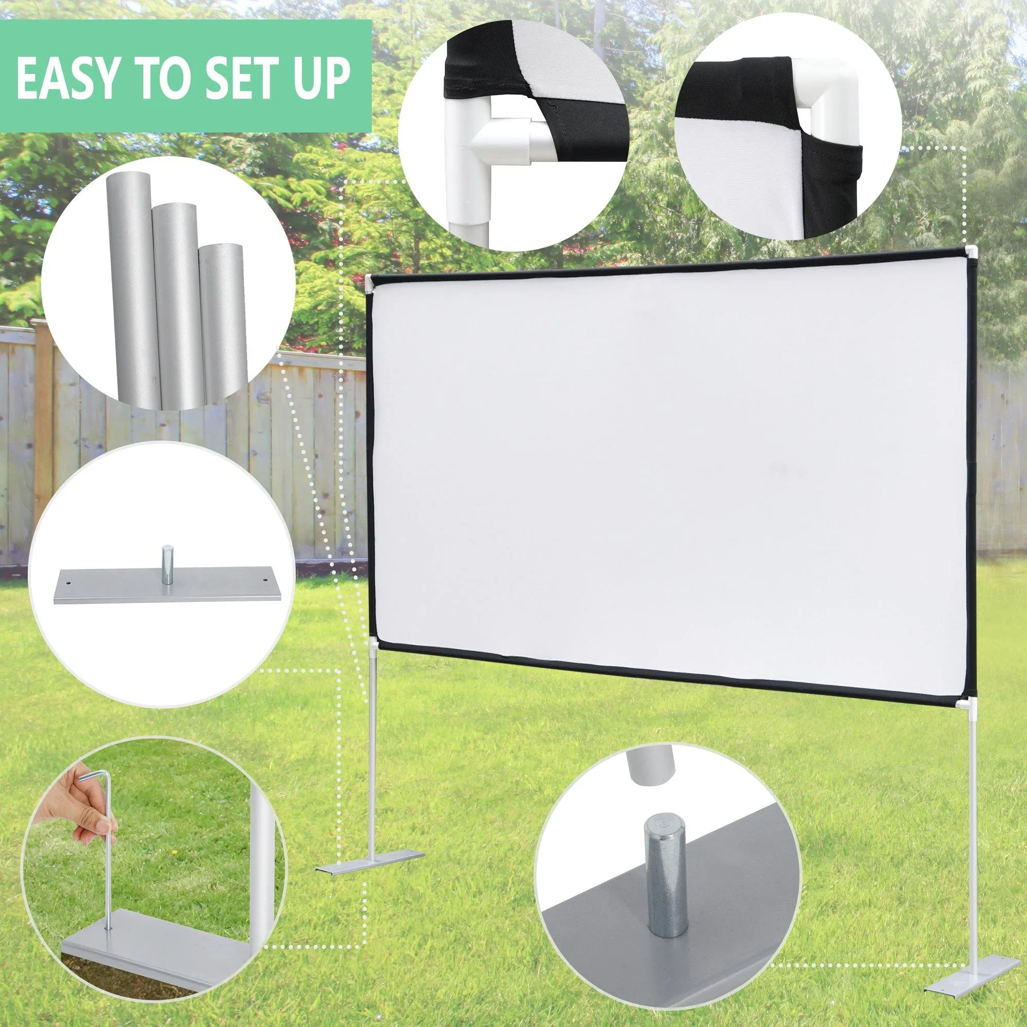ZENY™ Projector Screen w/Stand 100" 16:9 HD 4K Rear/Front Projections
